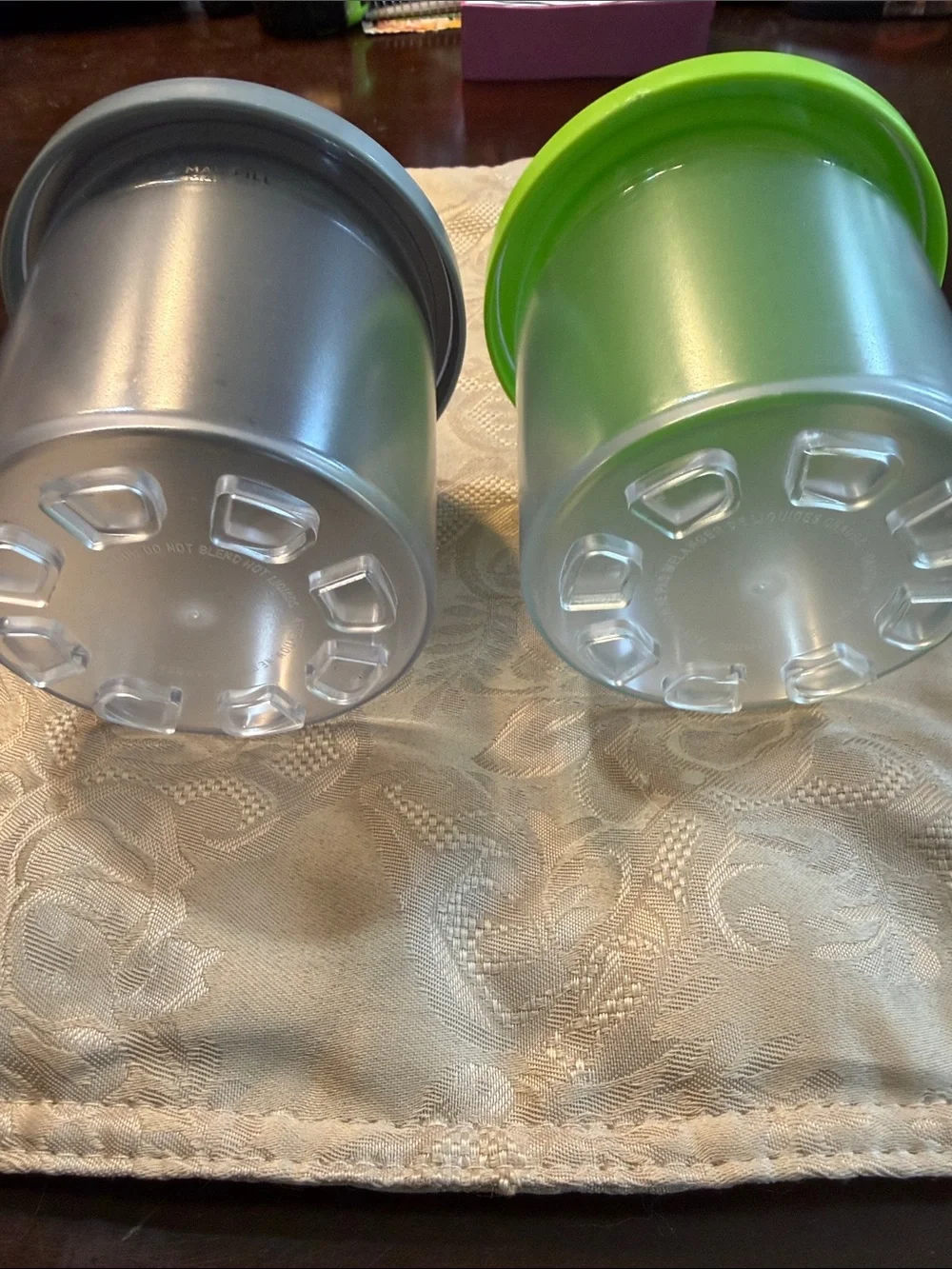 Set of Two Plastic Storage Containers with Blue and Lime Green Lids-Ninja Creami